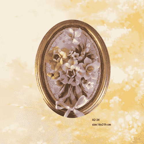 Beautiful Handmade Capodimonte Style Porcelain Flower Bouquet in Oval Frame Wall