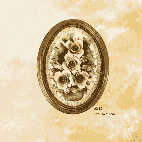 Beautiful Handmade Capodimonte Style Porcelain Flower Bouquet in Oval Frame Wall