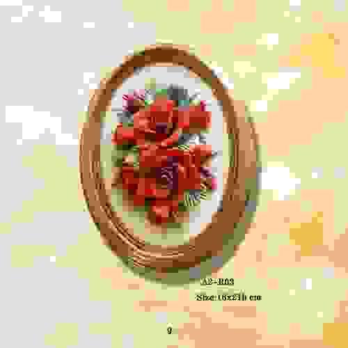 Beautiful Handmade Capodimonte Style Porcelain Flower Bouquet in Oval Frame Wall