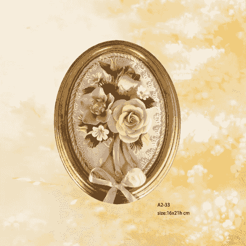 Beautiful Handmade Capodimonte Style Porcelain Flower Bouquet in Oval Frame Wall
