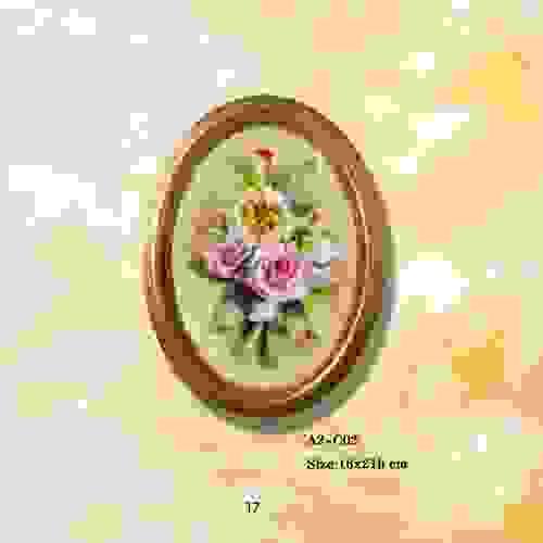 Beautiful Handmade Capodimonte Style Porcelain Flower Bouquet in Oval Frame Wall