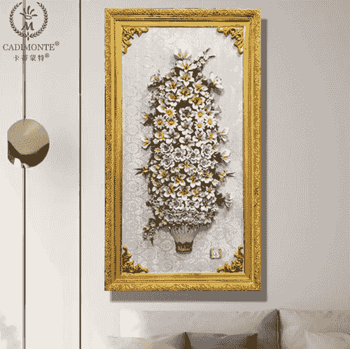 Beautiful Handmade Capodimonte Style Porcelain Flower Bouquet in Oval Frame Wall