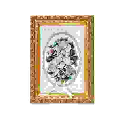 Beautiful Handmade Capodimonte Style Porcelain Flower Bouquet in Rectangle Frame Wall 