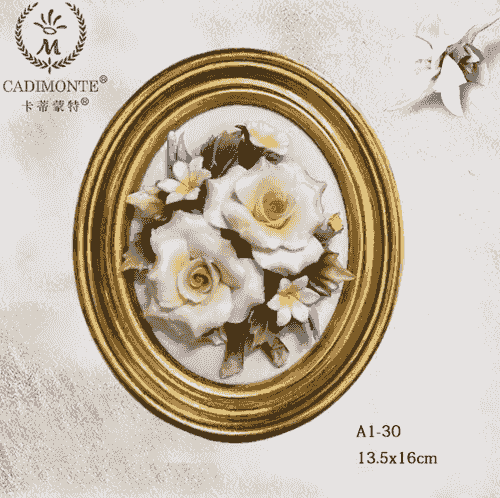 Beautiful Handmade Capodimonte Style Porcelain Flower Bouquet in Oval Frame Wall