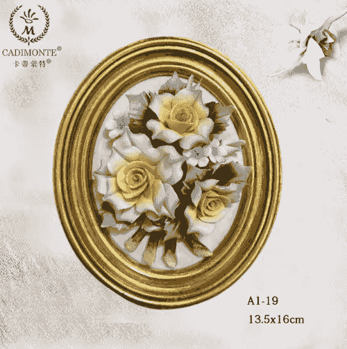 Beautiful Handmade Capodimonte Style Porcelain Flower Bouquet in Oval Frame Wall