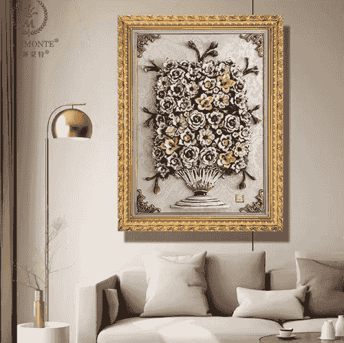 Beautiful Handmade Capodimonte Style Porcelain Flower Bouquet in Oval Frame Wall