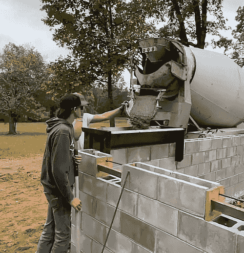 Concrete Block wall funnel