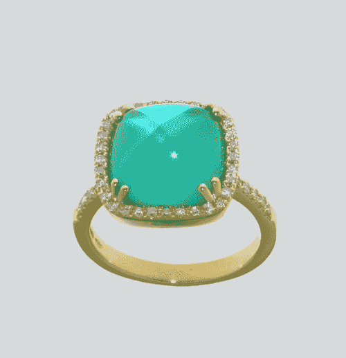 18ct Yellow Gold Green Agate Ring