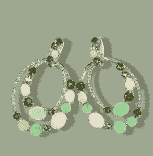 18ct Yellow Gold Chrysoprase Tourmaline Earrings