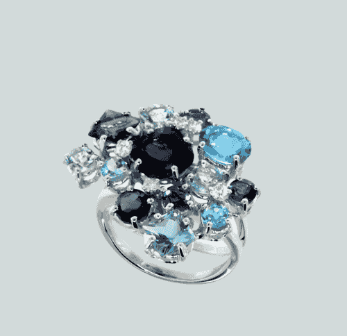18ct White Gold Sapphire Topaz Ring