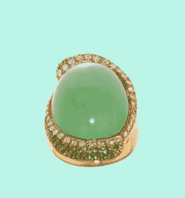 18ct Yellow Gold Green Agate Tsavorite Ring