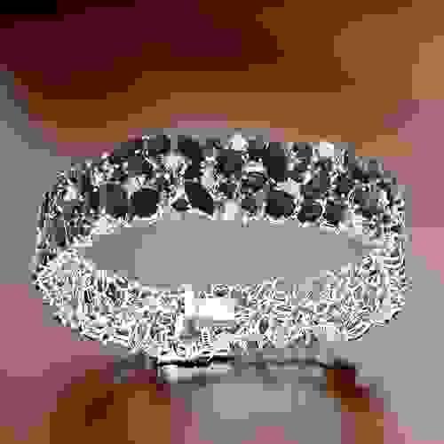 18ct White Gold Blue Sapphire Diamond Bracelet