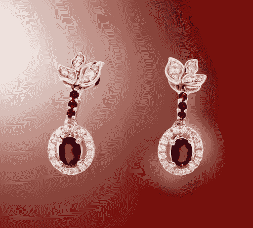 18ct White Gold Ruby Diamond Earrings