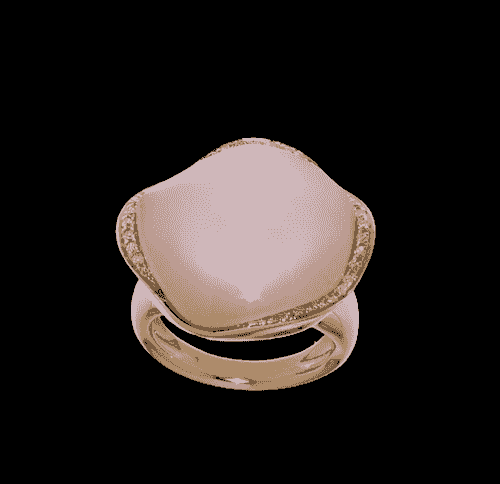 18k Yellow Gold Mother of Pearl Pink Quartz Ring
