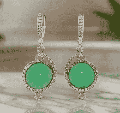 18ct Yellow Gold Green Agate Earrings 
