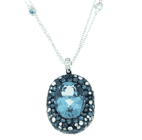 18ct White Gold Sapphire Topaz Necklace
