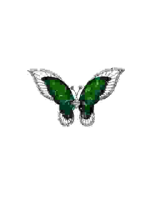 18K W/G Diamond Jadeite Butterfly Ring (19014527-9)