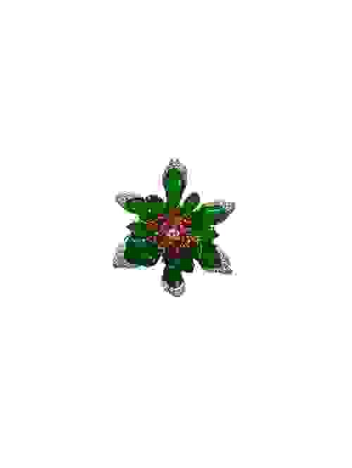 18K W/G Diamond Ruby Jadeite Flower Ring (59013396-8)
