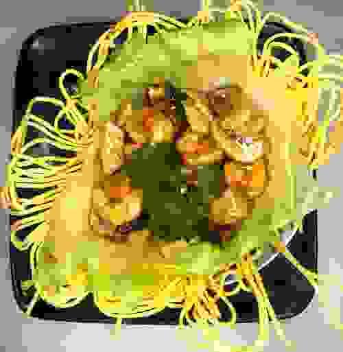 32a.Gambas con bambú y seta