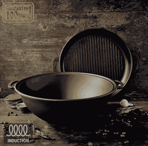 Kazan uzbeck WOK 18 litri cu capac-tigaie (grill)