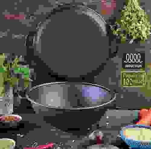Kazan Uzbec WOK de 8 litri cu capac-tigaie