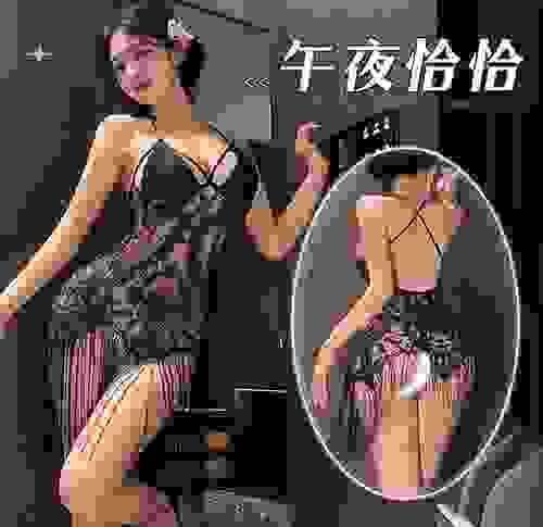 ［午夜舞女］霏慕午夜恰恰流蘇擺透視睡裙 6156情趣內衣性感純欲露臀免脫誘惑