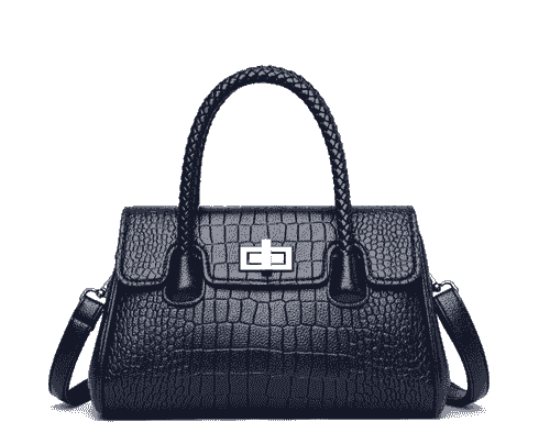Bolsa estruturada de couro sintético com textura de crocodilo