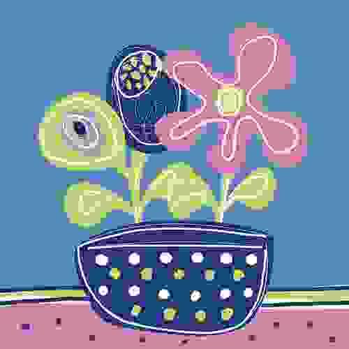 Abstract Flowers in a Polka Dot Vase