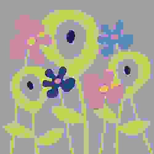Abstract Dancing Florals against a Pink Background