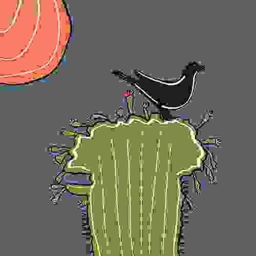 Blackbird on Green Cactus