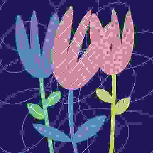 Abstract Tulips with Polka Dots and Stripes