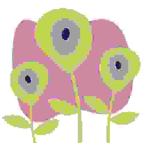 Dancing Lime Green Florals against a pink background