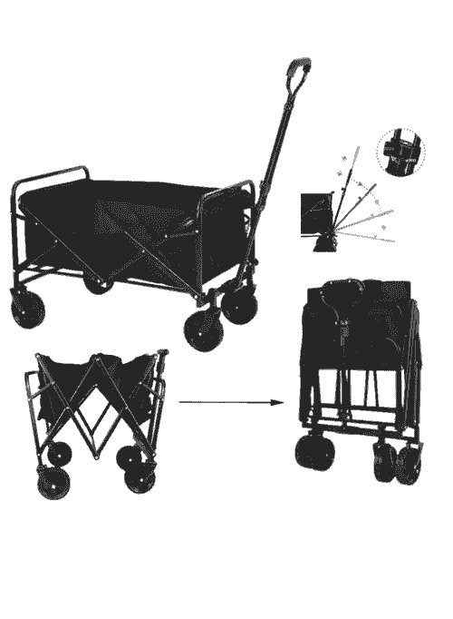 Folding Wagon Cart – Collapsible Utility Beach & Garden Trolley with Adjustable Handle & 360° Wheels