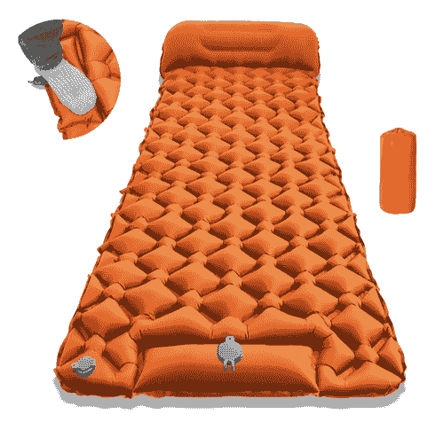 Single Camping Sleeping Pad Inflatable Camping Pad Ultralight Sleeping Mat with Pillow for Camping 