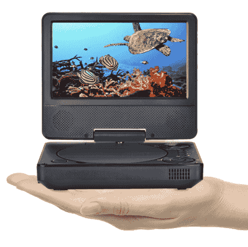 9.5" Portable DVD Player with 7.5" Swivel Display Screen, 5-Hour Built-in Rechargeable Battery, Car 