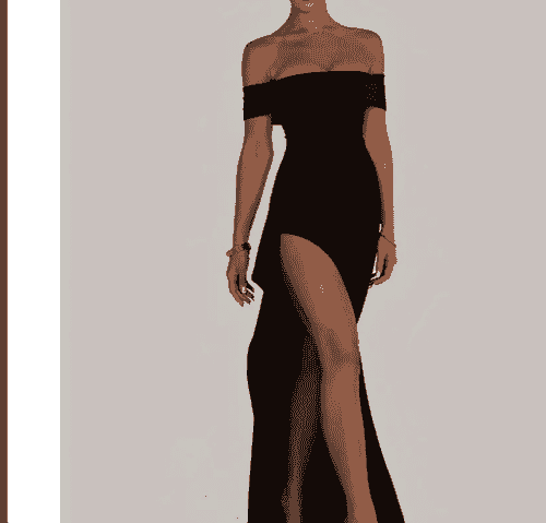 (KM-18) Elegant Off-Shoulder Backless Slit Dress –
