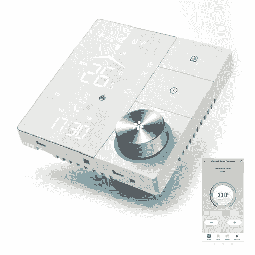 Tuya WiFi Thermostat for Air Conditioning Fan Coil Units, DC 0–10V Outputs for Fan and Valve Control