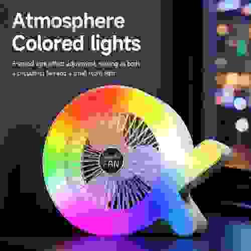 3-Speed Colorful LED Desk Fan with Ambient Lighting - Adjustable Wind Speed & RGB Mood Light