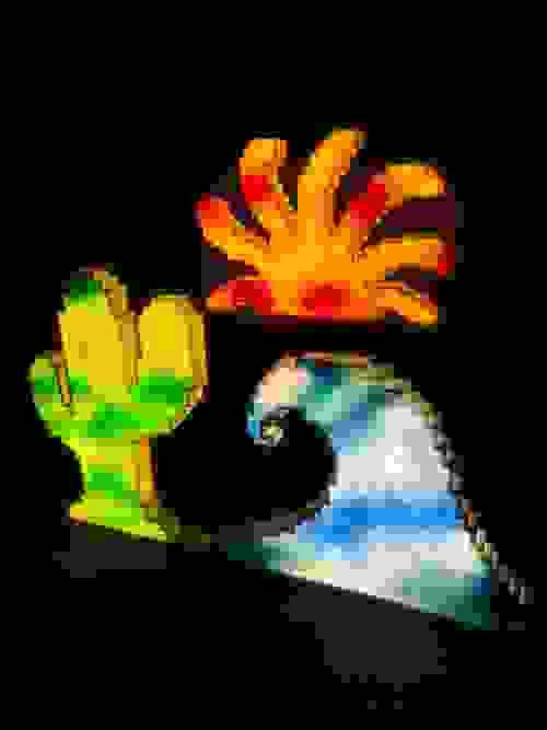 Glow Sculpture 3 Piece Set: Sun, Cactus, Wave