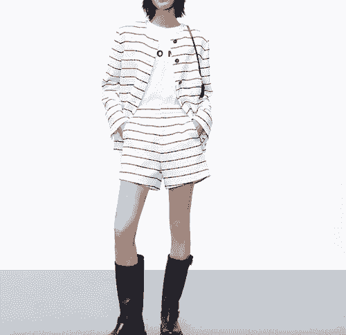 Striped Bouclé Yarn Texture Collarless Round Neck Shoulder High End Fabric Fall Two-Piece Set
