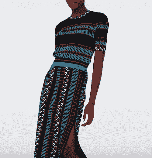Crew Neck Pullover Sweater With Striped Jacquard Pattern Two Pieces Set