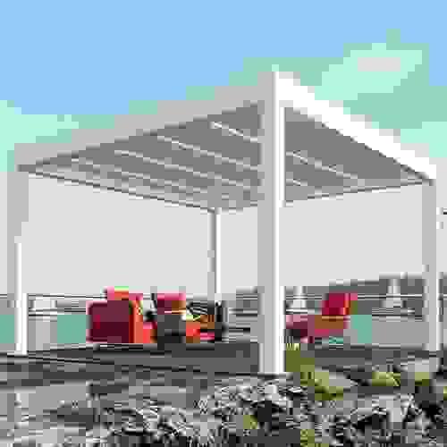 Free Standing Motorized pergolas with louvred roof.
