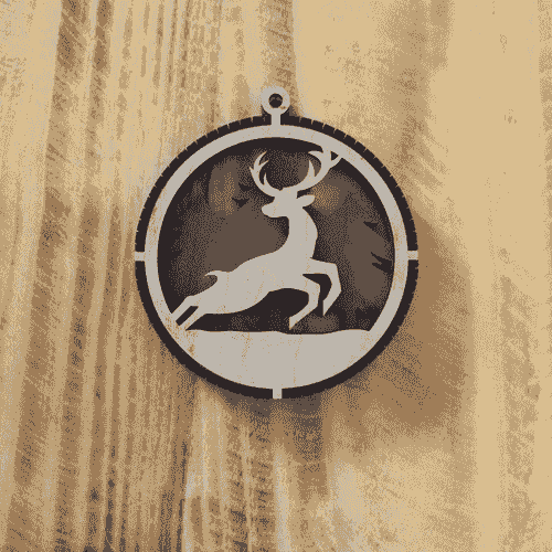 2 Layered Deer Laser Engraved Wood Ornament - Customizable 