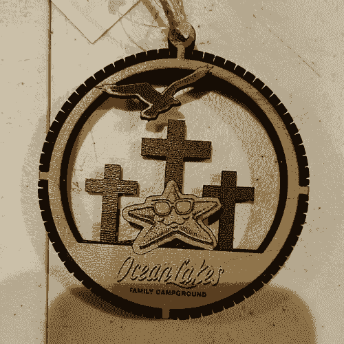 Ocean Lakes Crosses with Sandy Star - 2 Layered Ornament 