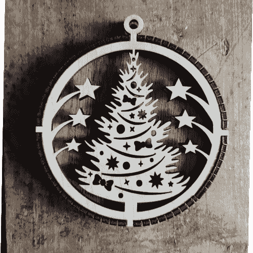 Christmas Tree Laser Engraved Wood Ornament 