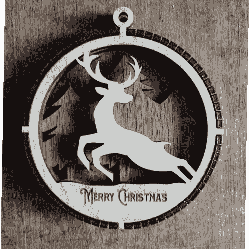 Reindeer Laser Engraved Wood Ornament