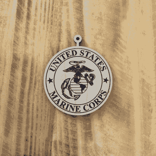 Engraved wood Military Ornament/Keepsake- Marine Corps
