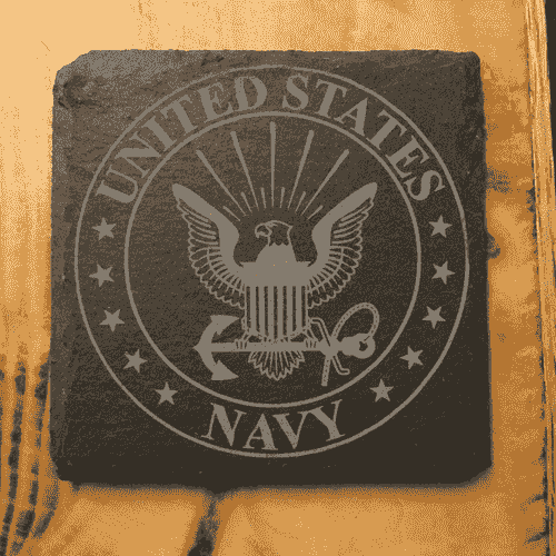Custom Slate Coasters-Military Branches - Set of 4 (Navy)