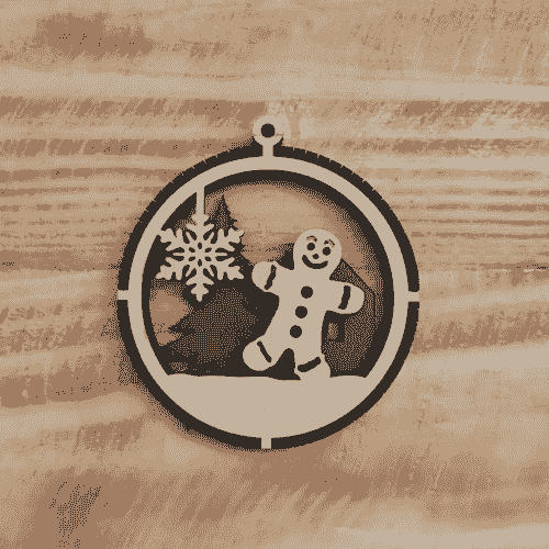 2 Layered Gingerbread Laser Engraved Wood Ornament - Customizable