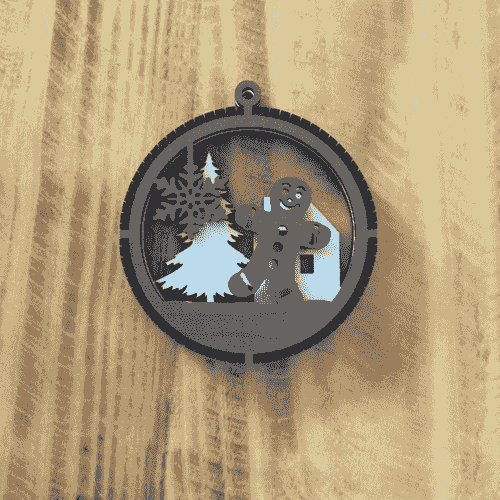2 Layered Gingerbread Laser Engraved Wood Ornament - Customizable